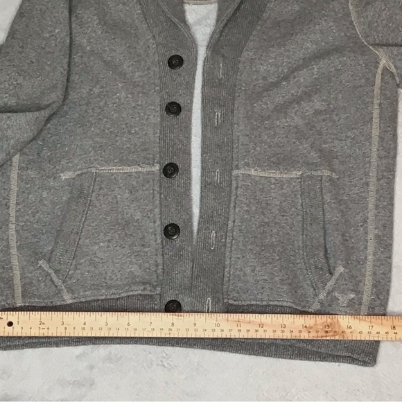 Y2K Men’s American Eagle Shawl CollarGrey Vintage Classic 1977 w/ pockets USXS - Picture 9 of 10